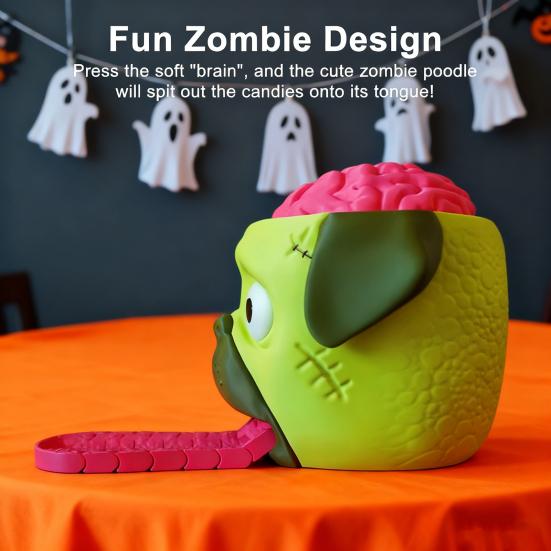Yousheng Zombie Pug Candy Dispenser Fun Interactive Toy with Spring-Loaded Release Novelty Candy Gadget for Halloween Parties & Dog Lovers