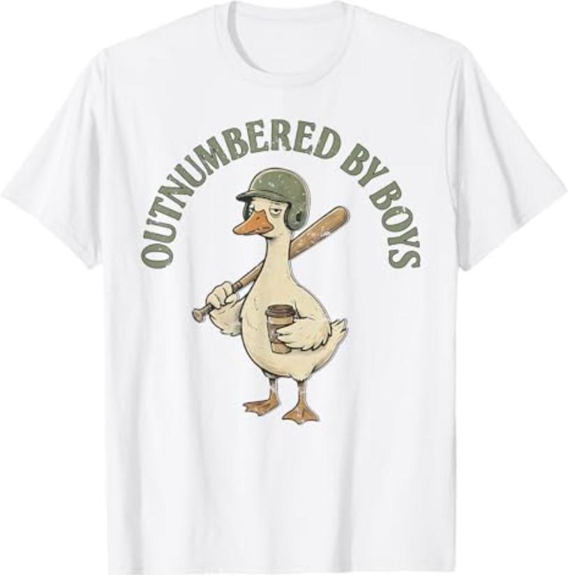 Outnumbered By Boys Funny Mom Goose Family Life T-Shirt S