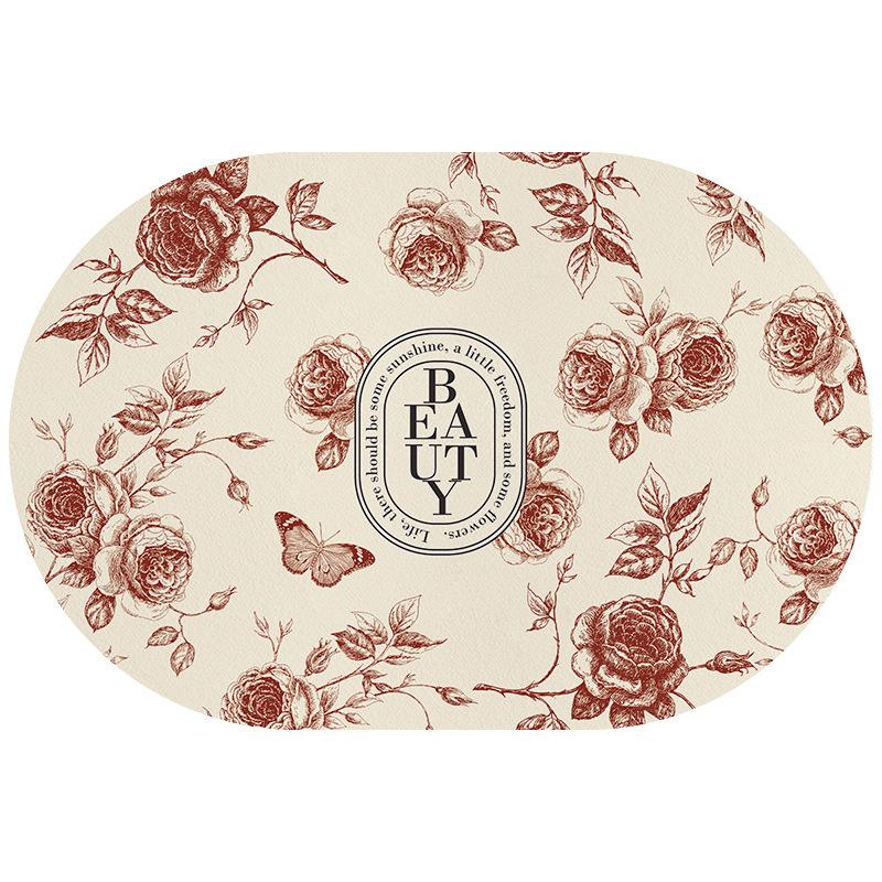 

American Luxury Retro Style Diatom Mud Mat Bath Area Non-slip Mat Bathroom Can Be Hand-washed Moisture-wicking Easy To Dry Foot Mat 40*60cm