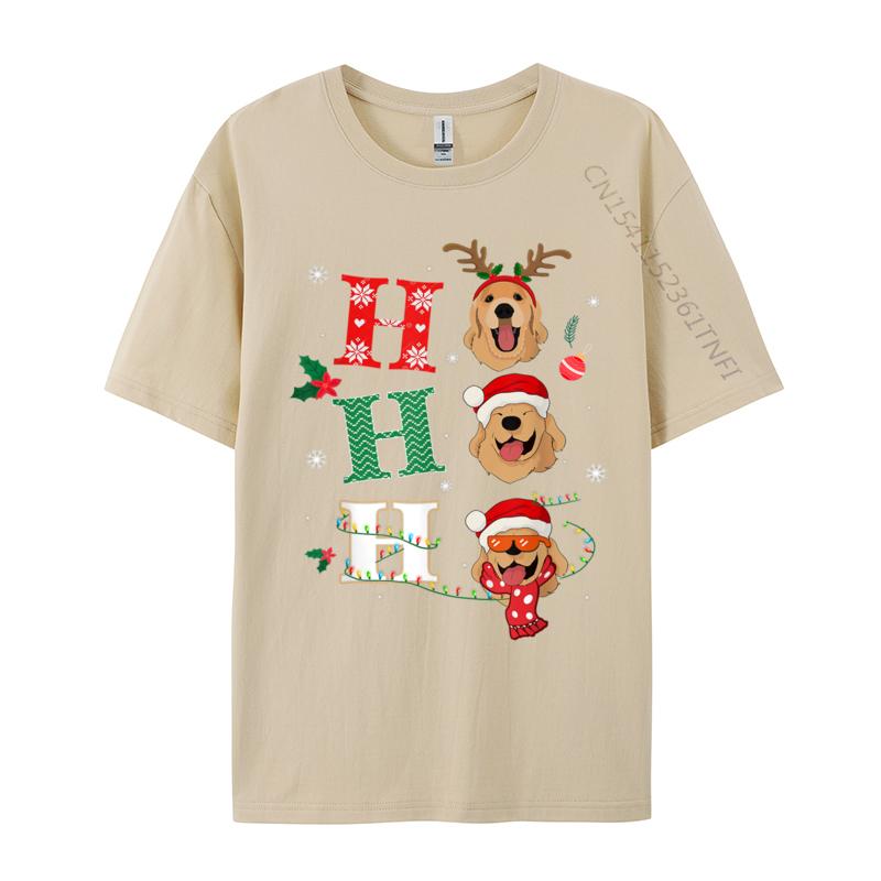 Ho Ho Ho Retrievers Golden Xmas Outfit Christmas Costume T-Shirts New Arrival O-Neck Group 100% Cotton Men T-Shirts Printed On