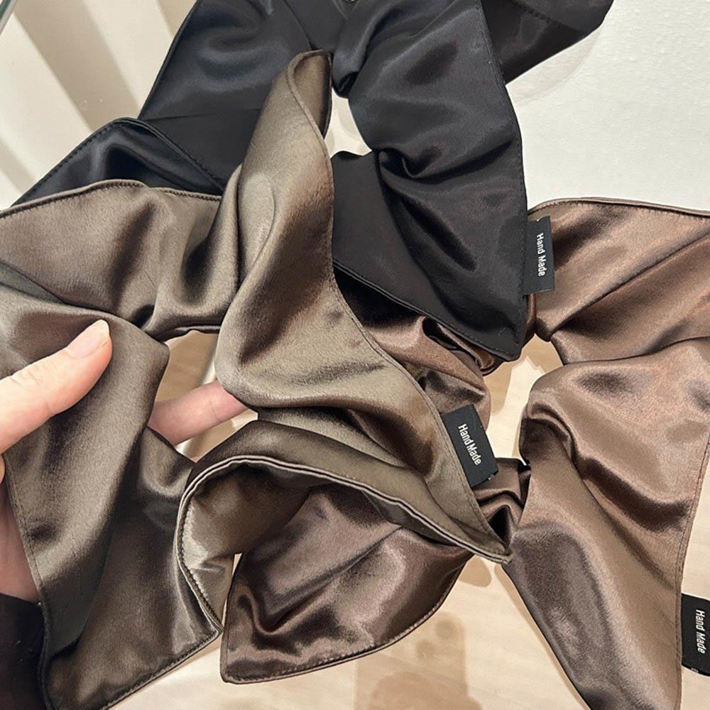 NEW Square Pleated Low Ponytail High-end Hair Tie Temperament Hair Accessory Ladies Silk Solid Color Hair Bands Vintage Hairband