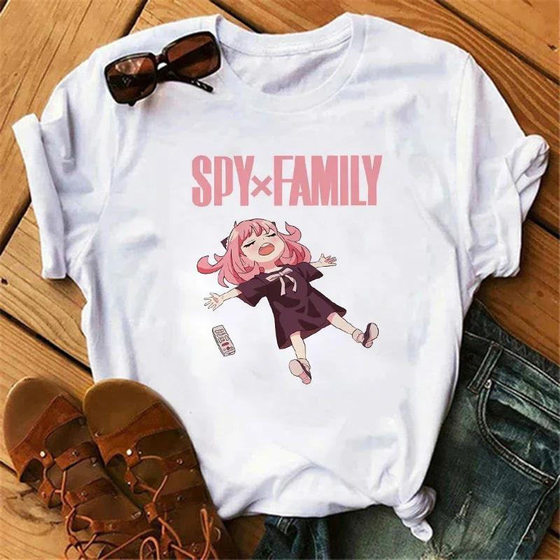Anime Spy X Family Tişört Kadın Japon Harajuku Modası Kısa Kollu Tişörtler Yazlık Üstler Kawaii O Yaka Kadın Tişört Üst Unisex