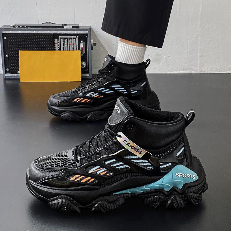 Casual autumn new youth running sports thick-soled high-top mesh dad shoes
