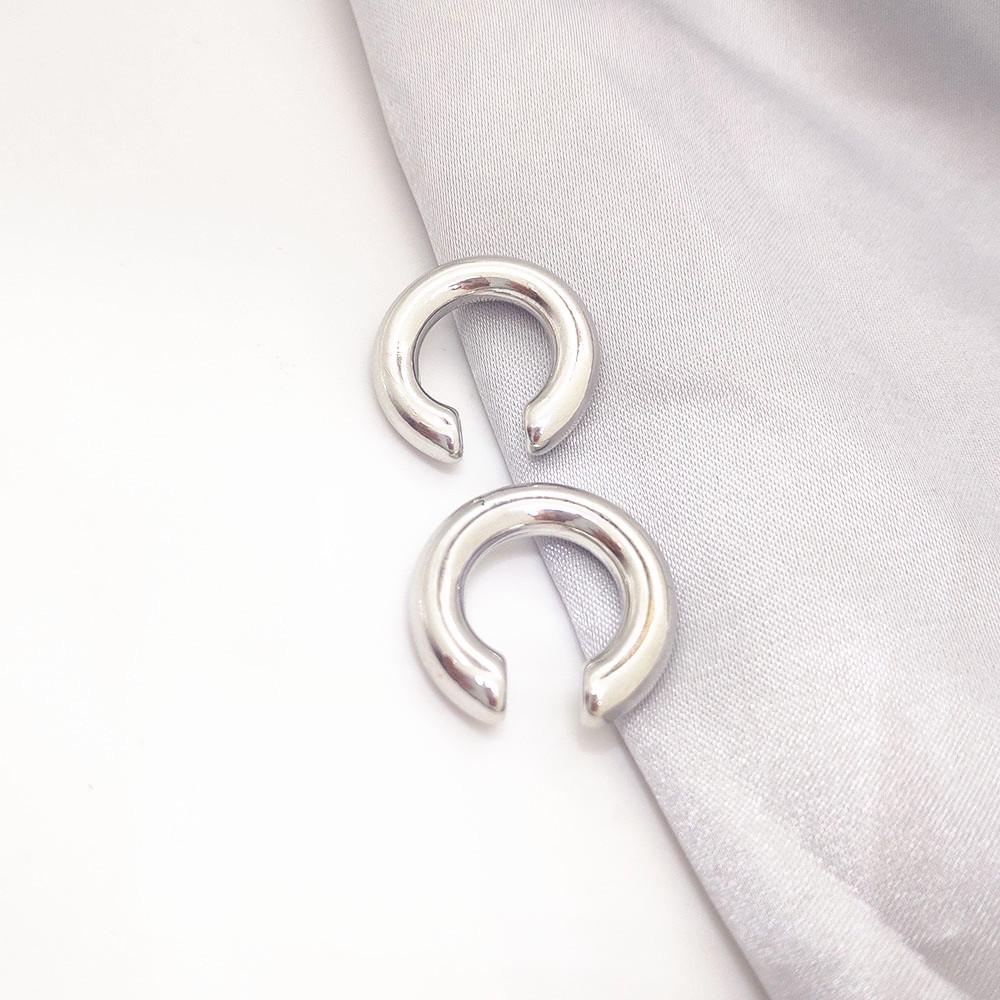 Minimalist Asymmetrical Double Circle C-Shaped Metal Ear Cuff Jewelry