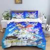 Digimon Cartoon 3D-Printed Bedding Set—Includes Duvet Cover and Pillowcases—Available for Single, Double, King, and Queen-Sized