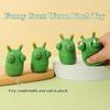 4pcs Funny Grass Worm Squeeze Toys Green Eyes Bounce Worm Squeeze Toys Squeeze Sensory Toys Anxiety Stress Relief Toys