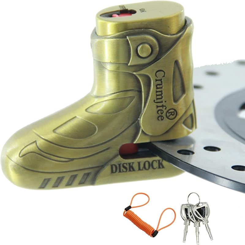 

Дисковый замок для мотоцикла, противоугонные замки для мотоциклов с 3 ключами, водонепроницаемый замок дискового тормоза с кабелем напоминания длиной 5 футов, аксессуары для блокировки колесного диска для Ebike золотой