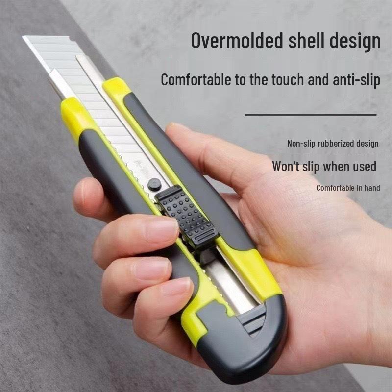 Industrial-Grade Rubber Grip Utility Knife with Thickened Blade for Wallpaper and Paper Cutting