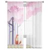 Cherry Blossom Waterside Fox Tylle Závěsy do obývacího pokoje Kuchyň Ložnice Průsvitný tyl pro kavárnu Hotel Modern Home Decor