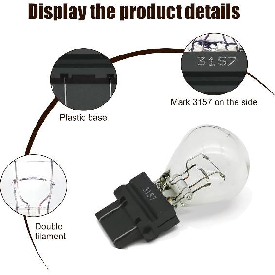 10 PCS 3157 Car Tail Light Bulb, Waterproof Waterproof Vehicle Vehicle Turn Signal Light, Universal 12V 21/5W Automotive Brake Light Replacements for