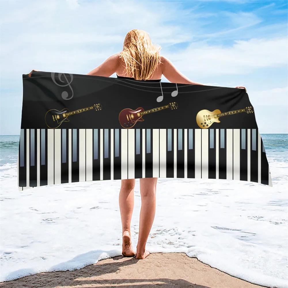 Melodic Piano Bath Towel - Musical Notes Design, Soft Absorbent, Perfect for Music Lovers, Adds Harmony To Your Beach Days