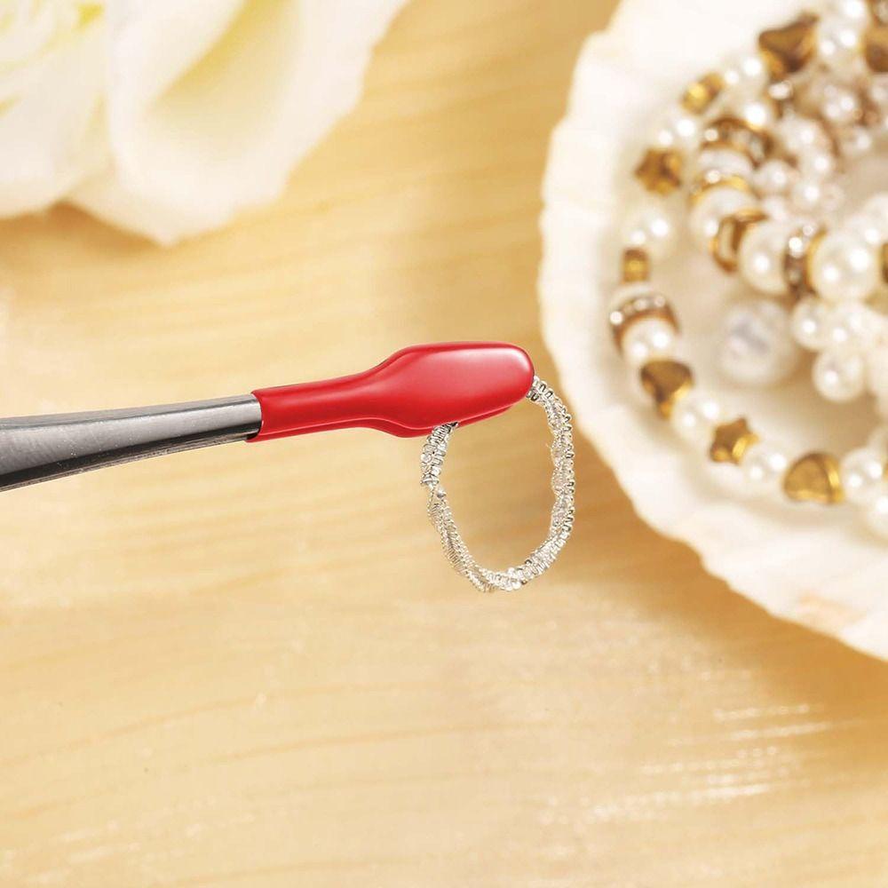 Non Marring Flat Tip Tweezers PVC Coated Rubber Tips Tweezers Accessories Long Bent Tweezers