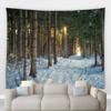 Home Decoration Jul Vinter Skog Landskap Utskrift Polyester Polsk på veggen hengende rom bakgrunn tapiz