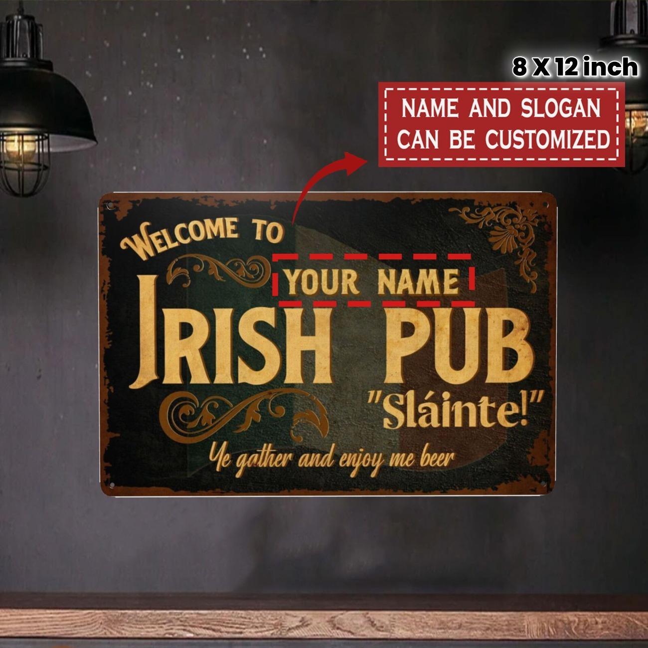 

1pc Irish Pub Metal Sign Custom Bar Wall Decor Personalized Tin Plate білий