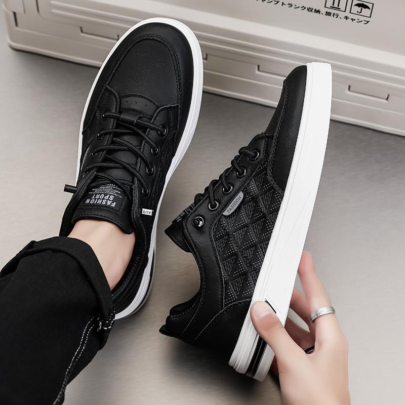 Fashion Men Vulcanized Shoe Men's White Fashion Shoes Autumn Casual Trendy All-match Flat Lace-up Sneaker Breathable Anti-slip New Style