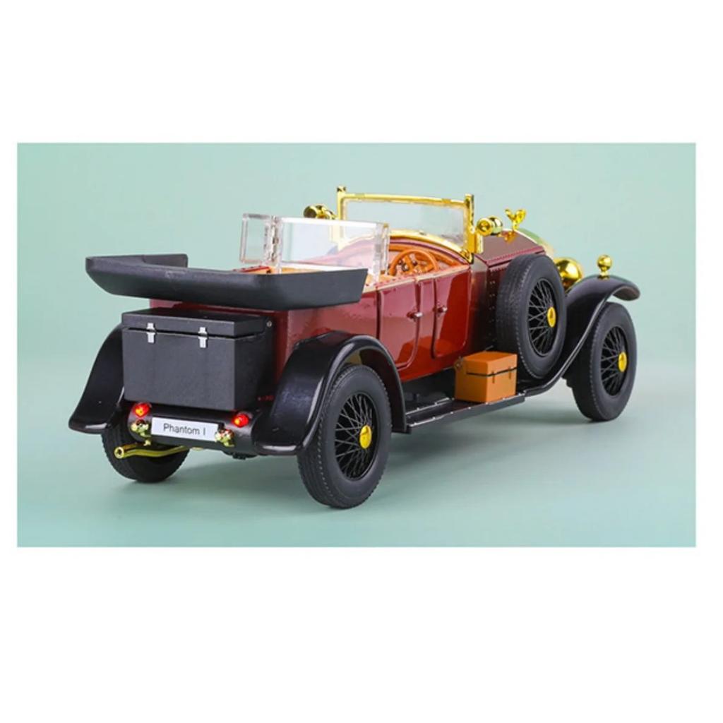 Simulation 1/24 Rolls-Royce Phantom Vintage Car Alloy Car Model Collection Ornaments Sound Light Pull Back Boy Gift Sound Light Miniature