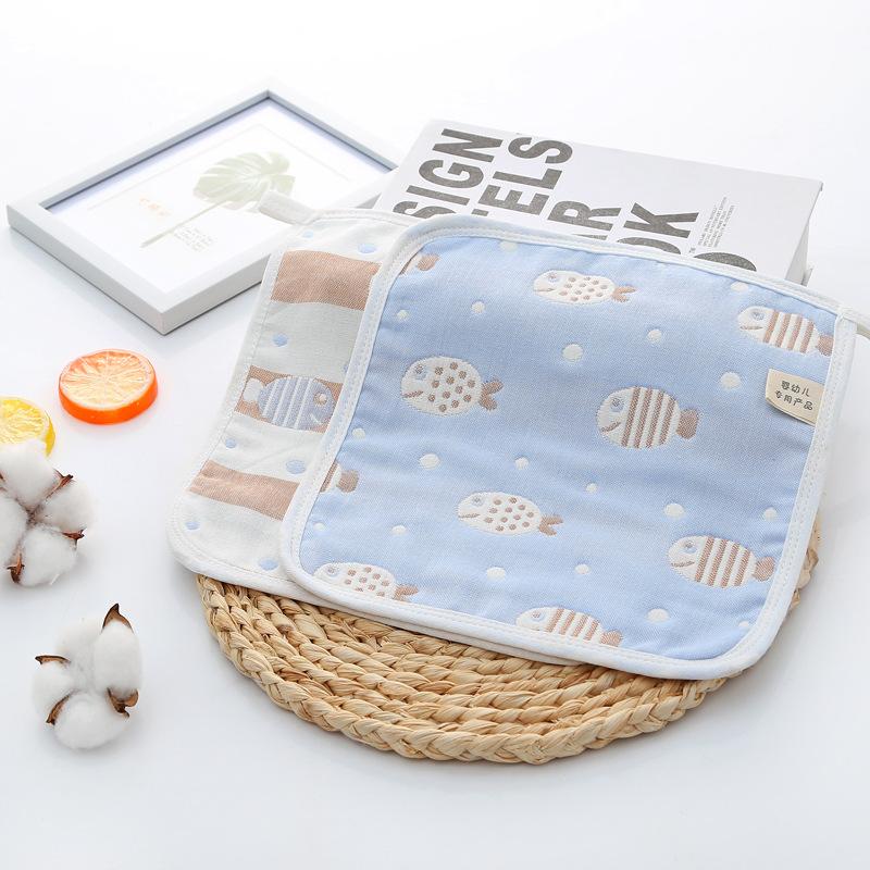6 Layer Pure Cotton Gauze Baby Burp Cloth Cartoon Jacquard Square Towel For Infant Kids Face And Hand Washing