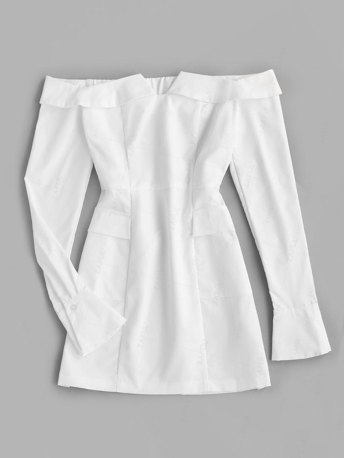 

ZAFUL Off Shoulder Flap Pocket Long Sleeve Dress