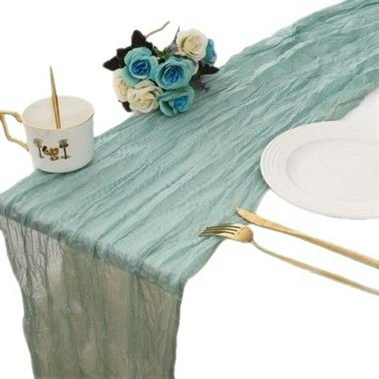 Bali Yarn Crinkle Gauze Table Runner - Semi-Transparent, Twisted Design for Bohemian Weddings & Holiday Parties
