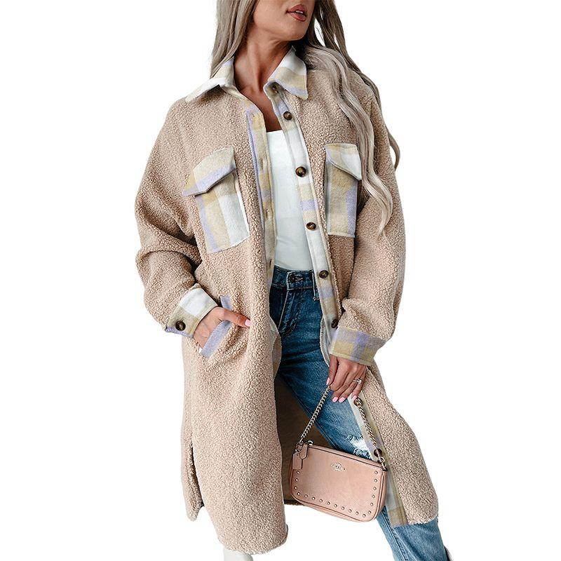 US Shiying Winter New Plaid Woolen Jacket Women 2025 Fashion Mid-Length Warm Jacket Women