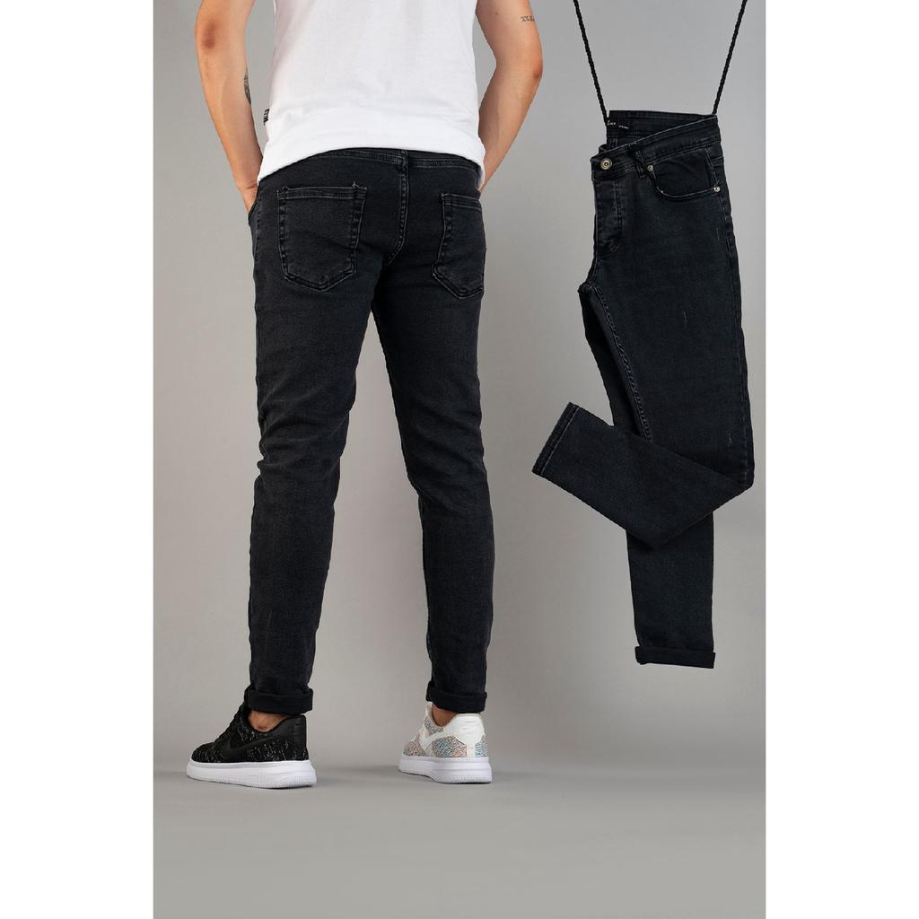 Men's Slim Fit Lycra Nails Jeans Trousers Smoked