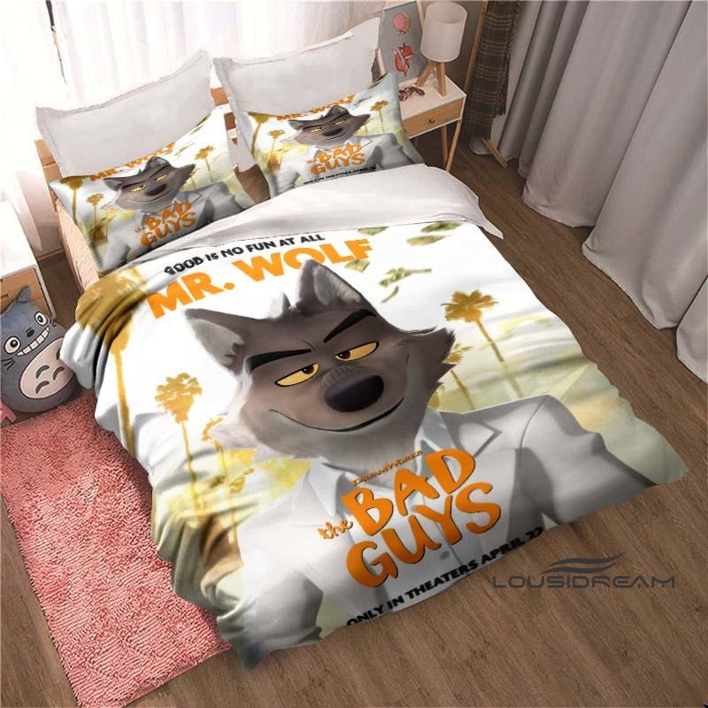 

The Bad Guys Cartoon-Themed 3-Piece Bedding Set—Soft and Comfortable, Making It an Ideal Gift for Boys and Girls. 135x200cm