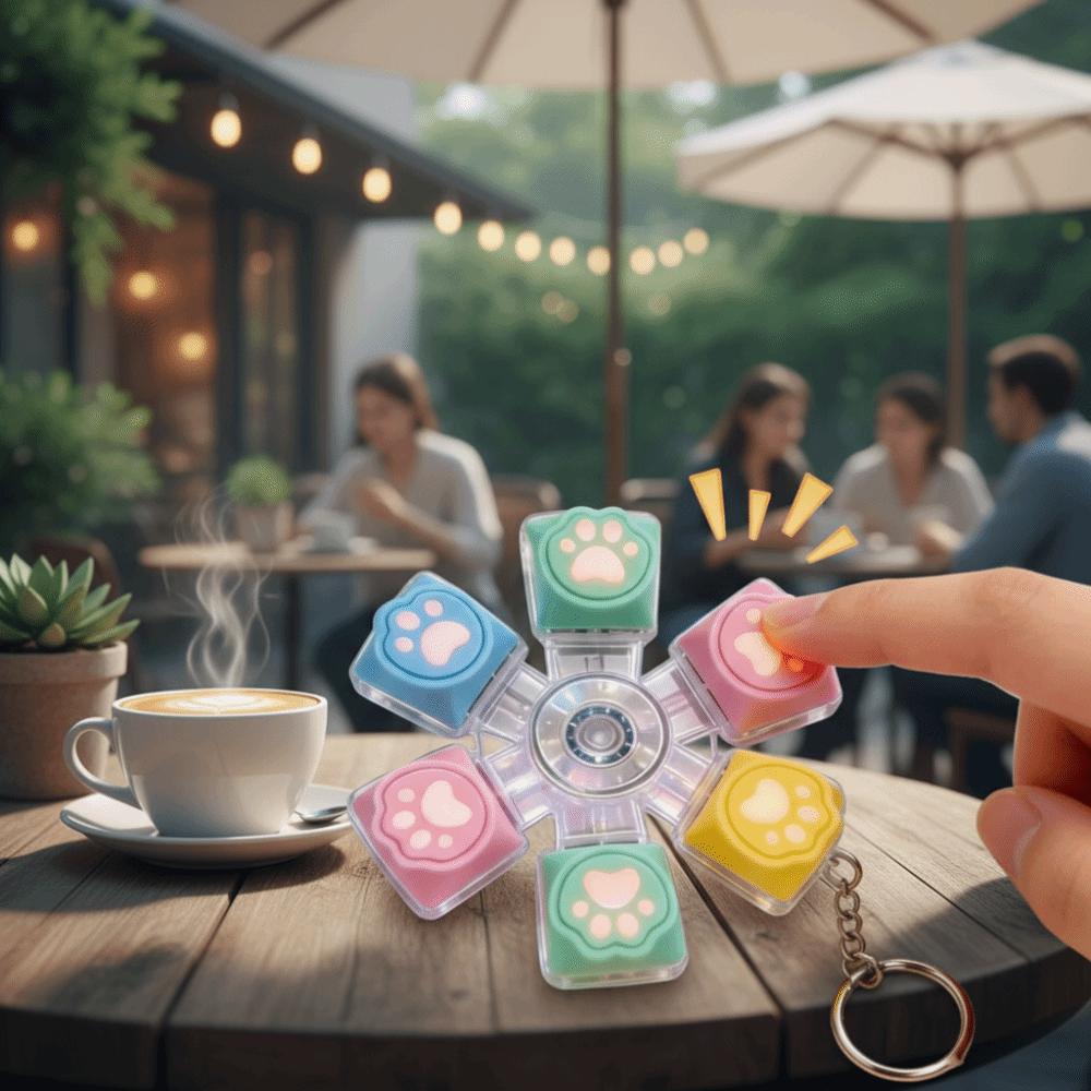 Relief Stress Keyboard Keychain 6 Keys Button Keyboard Clicker Toy Fidget Keychain  For Gifts