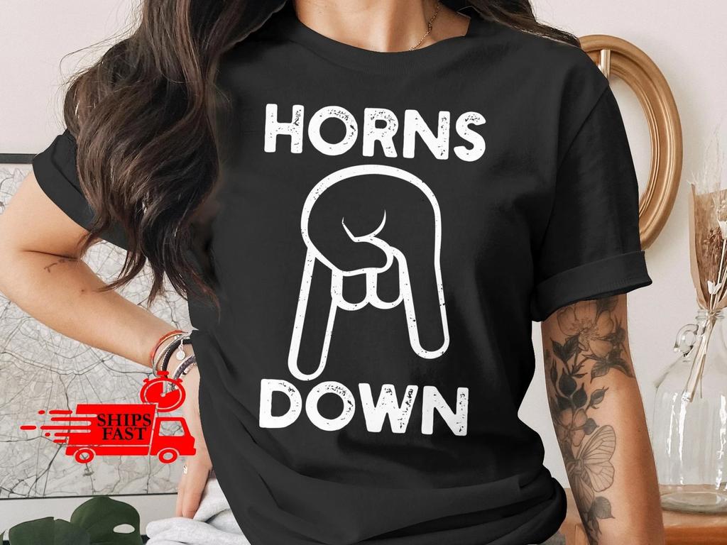 Horns Down T-Shirt Comfort Colors College Football Rivalry Game Apparel