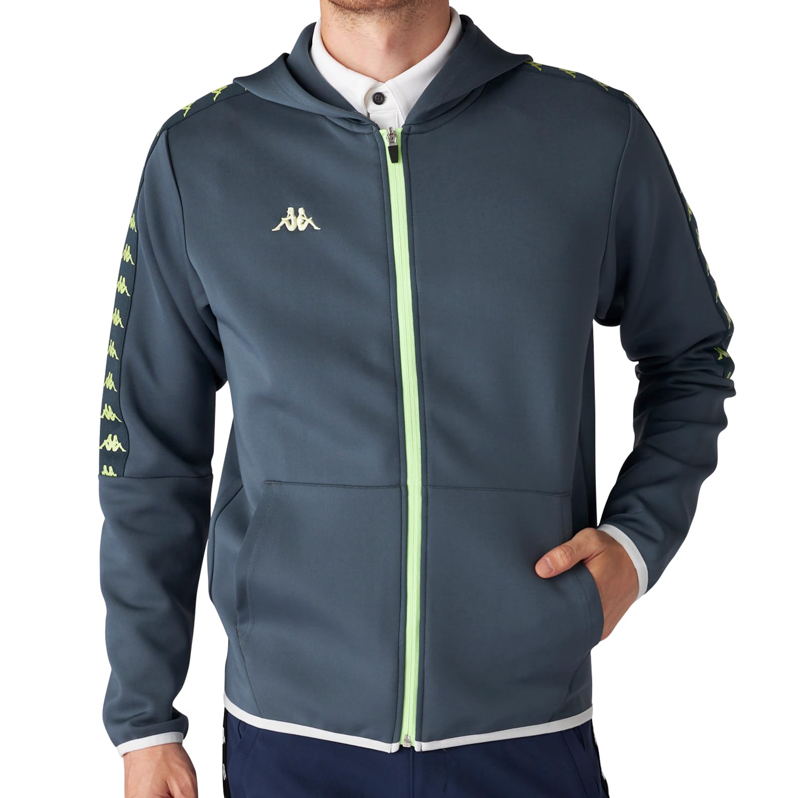 

634402 Свитшот Полностью Зеленый [Kappa] Мужская Парка, Легкий, Эластичный, На молнии, зелёный