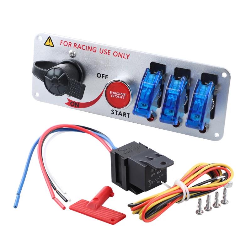 12V Auto LED Ignition Switch Panel Racing Car Ignition Engine Start On/Off Push Button 5 in 1 Ignition Toggle Switches Battery Switches5