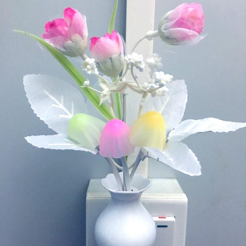 Seven Color Automatic Color Change US Plug Induction Dream Mushroom Fungus Luminaria Lamp 220V LED Flower
