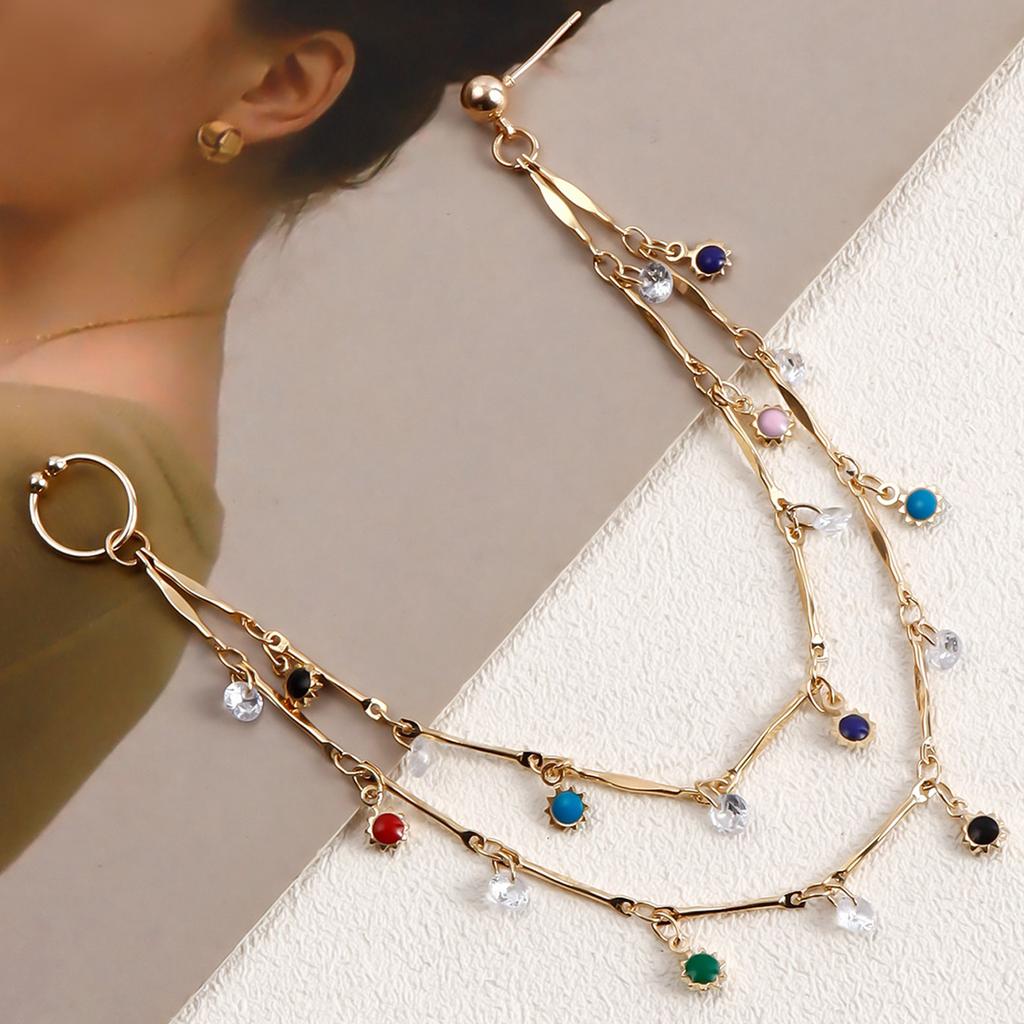 Nose  S Hoop Chain Tassel Ethnic   Double Layers Nose  S Ear S Hoop Chain for Women Girls
