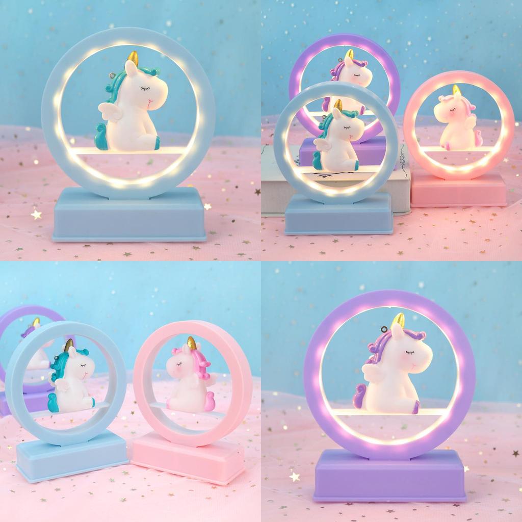 Cute Cartoon Unicorn Led Night Light Music Box Desktop Decor Ornament For Romantic Occasion And Decor