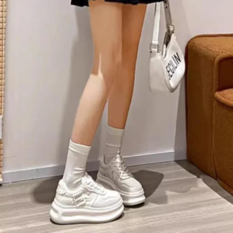 Women's New Simple Solid Color Designer Vulcanized Shoes Spring Fashion Thick Sole Outdoor Shopping Office Sports Shoes