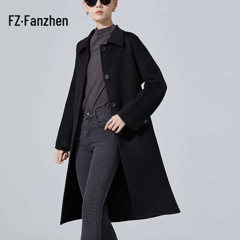 Vanzhen Women's 100% Wool Mid-Length Coat with Belt