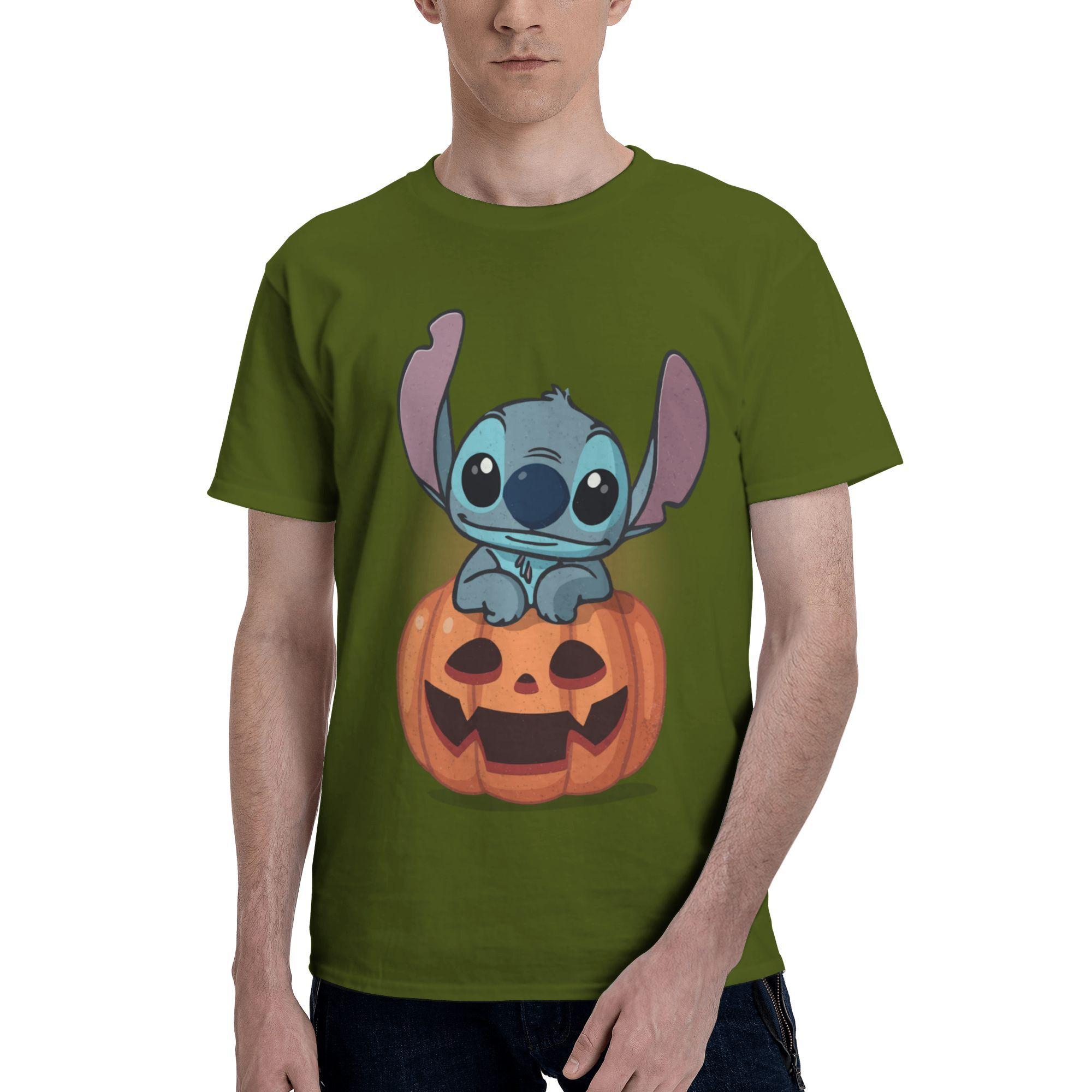 

Custom Stitch Halloween Pumpkin T Shirts Men 100% Cotton Tees Tshirt Short-Sleeve Casual T-shirt Clothing 4XL
