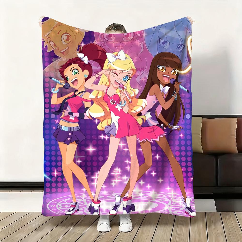 Süßer Cartoon L-LoliRock Wurf Weiche Flanelldecke Warm Knie Hautfreundlich Überwurf für Sofa Büro Bett Reisen Winter Übergröße