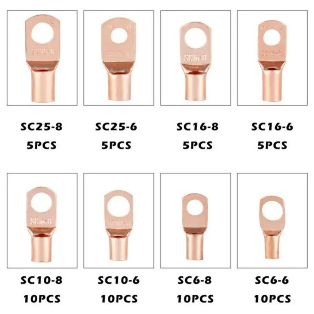 60 Stück SC-Typ Kabelschuh Ringklemme SC16-6 SC25-6 SC35-6 Verzinnter Kupfer-Kabelverbinder-Kit 6mm 8mm 10mm 16-35mm2 Ringklemmen
