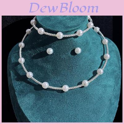 Artificial Pearl Jewelry Set With Cz Diamonds For Elegant Women Spring Collection