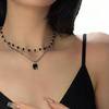 2026 Trendy Black Agate Double-Layer Beaded Necklace Collarbone Chain