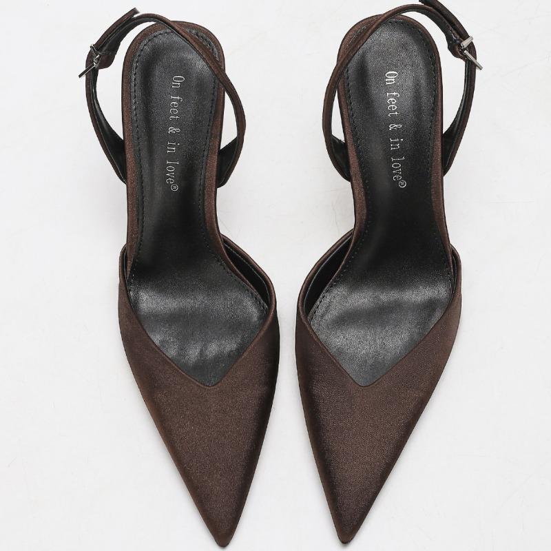 Pointed Toe Pumps Women Heeled Sandals Satin Elegant Slingback High Heels Women Concise Fashion Party Wedding Dress Shoes