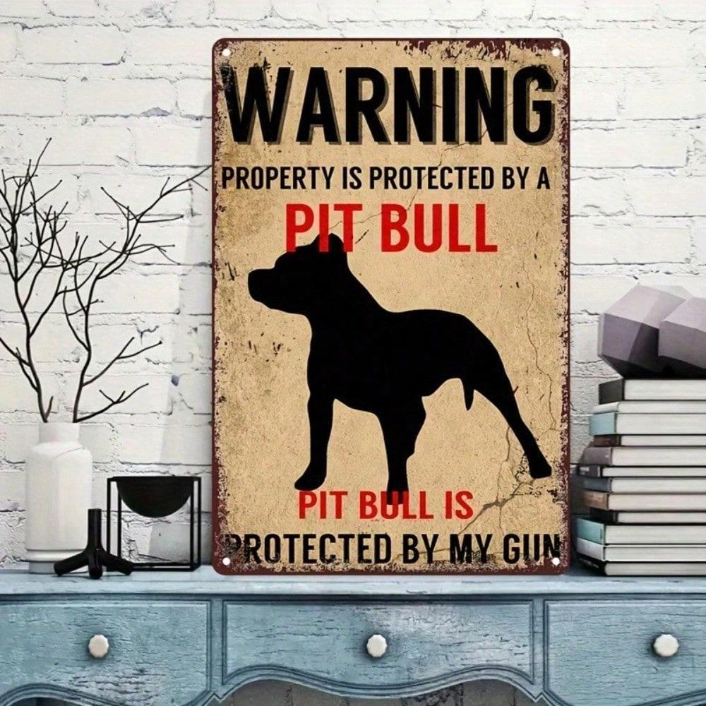 

Vintage Pit Bull Metal Wall Sign Garage Decor