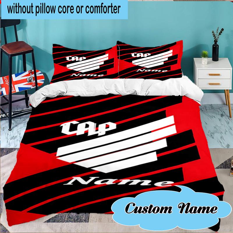 Custom Name Cap Logo Design Bedding Set 3pcs, Bedding Set Including 1pc Duvet Cover And 2pcs Pillowcases for Bedroom, Dormitory Gift