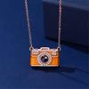 Camera Necklace With 100 Language Projection Multilingual Clavicle Chain Elegant Copper Jewelry For Cultural Enthusiasts