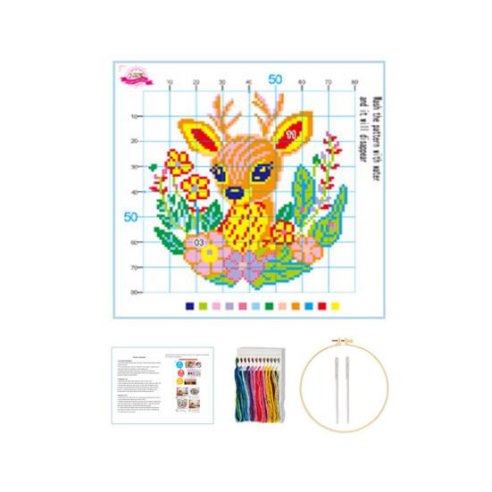 Embroidery Starter Kit for Beginners Cross Stitch Set with Floral Animal Landscape Patterns Pre-Printed Fabric Threads Needles Instructions DIY Craft