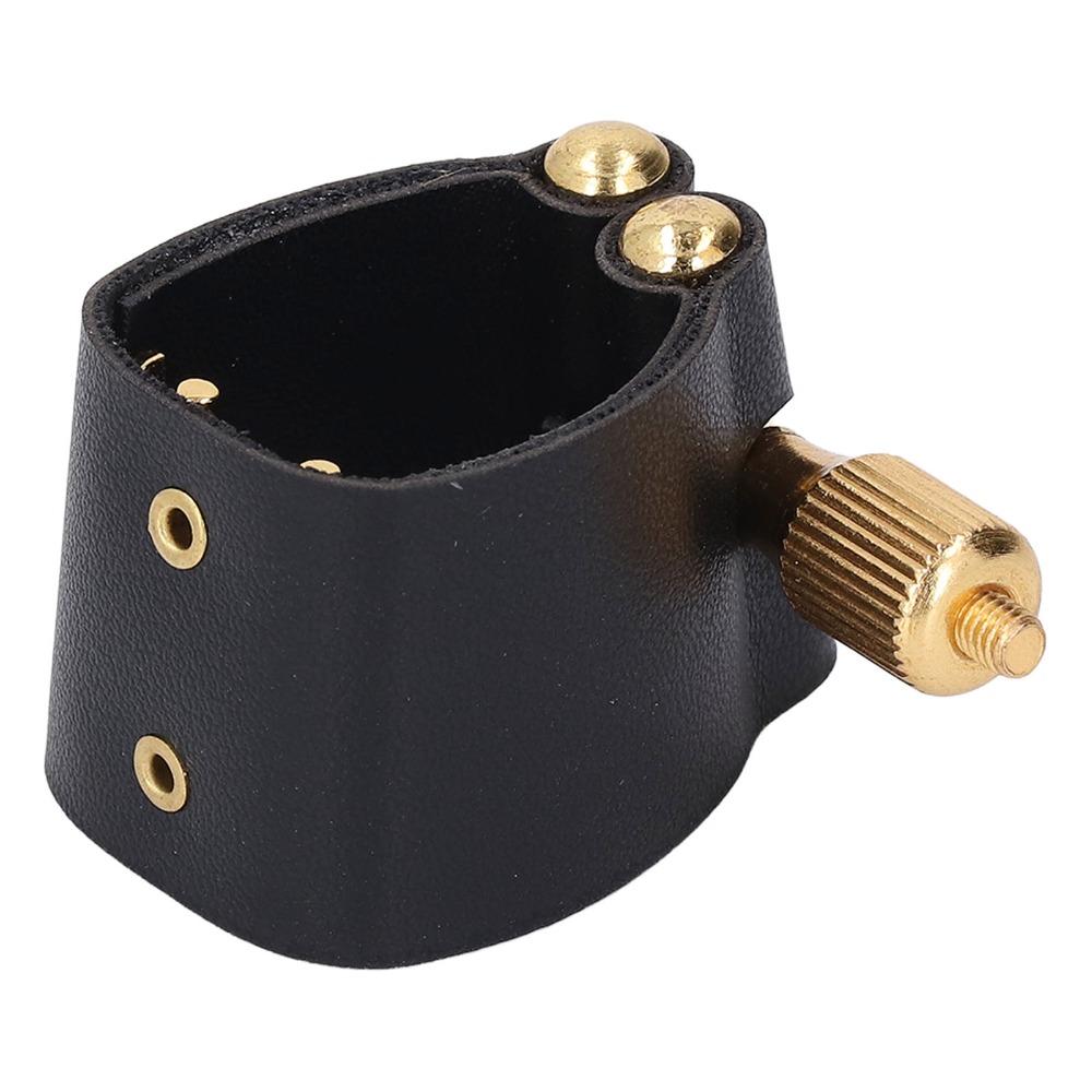 Black Color Alto Saxophone Accessories Leather And Metal Alto Sax Ligature For Alto Saxophone