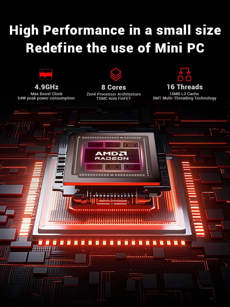 Firebat F1 P Mini PC AMD Ryzen 7 H 255 16GB+512GB/24GB+1TB SSD Win11 Pro Wi-Fi 6 BT5.2 USB4.0 Gaming Desktop Mini Computer