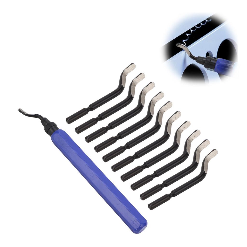 RB1100 BS1010 Deburring Tool Kit Brass Deburring Cutter with 10 Blades for Copper Pipes 3D Printing Plastics