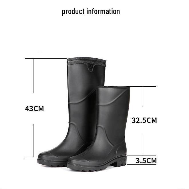 Men's Waterproof High-Top PVC Rubber Boots: Mid-Calf Rain & Construction Labor Protection Shoes