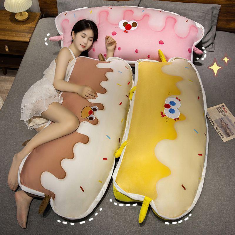 Cute Cream Toast Plush Pillow Dopamine Doll Tatami Pillow Bed Waist Pad Super Soft Large Backrest Pad